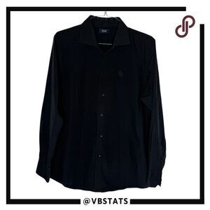 Cavalli Class Men's Long Sleeve Classic Dress Shirt Black Size 44‎